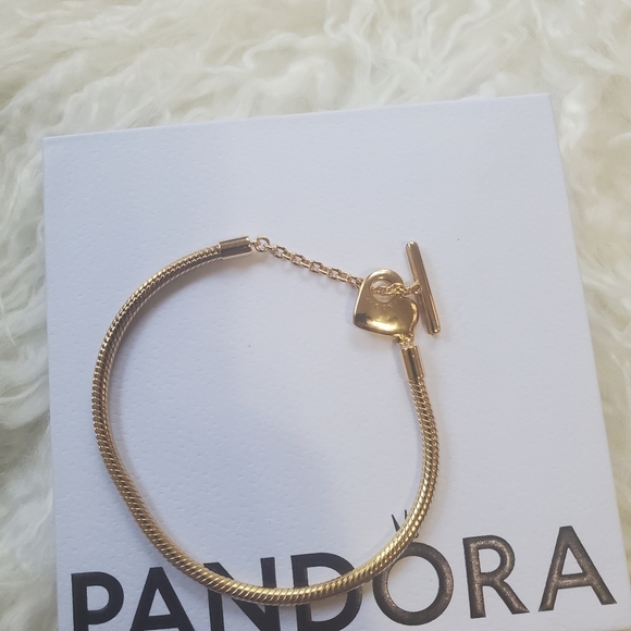 Pandora Moments Heart T-Bar Snake Chain Bracelet - Picture 5 of 11
